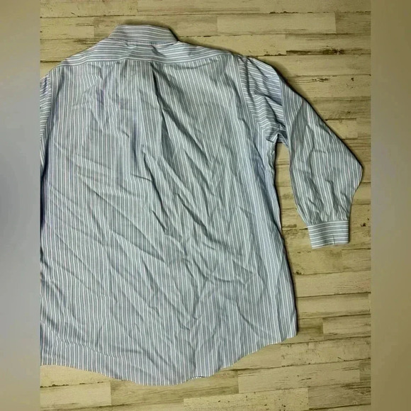 Brooks Brothers Blue Vertical Striped Shirt Mens 16.5 32 Button Up Long Sleeve - Picture 11 of 13